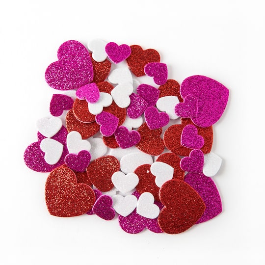 12 Packs: 55 ct. (660 total) Foam Glitter Heart Stickers by Creatology&#x2122;